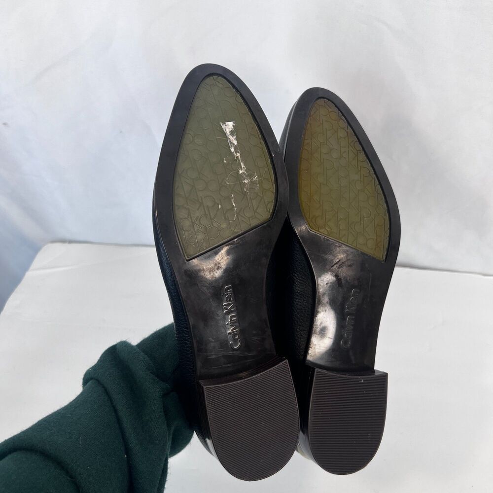 Calvin Klein Gold Chain Loafers Black Slip‎ On Flats Gold Accent Heel Size 7.5 - Picture 7 of 12